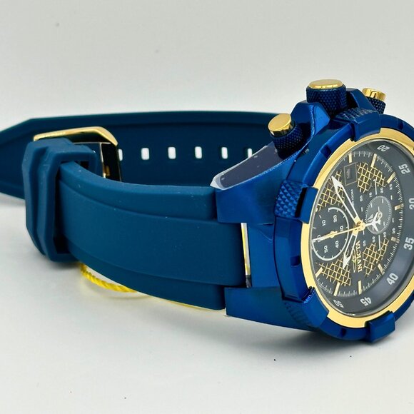 BRAND NEW Invicta Mens Watch Caged Dial Blue Case/Blue Strap Gold Tone Dial - Picture 8 of 10